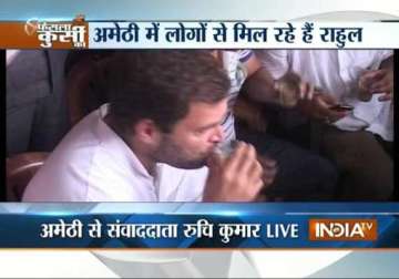 rahul gandhi in amethi on polling day