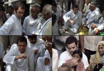 rahul visits bhatta parsaul again starts foot march