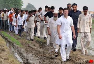 rahul continues footmarch in up bsp calls it stunt