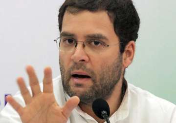 rahul lashes out at bjp sp bsp for serving votebanks