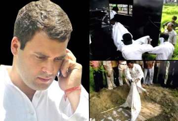 rahul lashes out at up govt meets lakhimpur slain girl s family