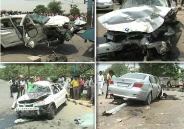 speeding bmw car rams into indigo in gurgaon 2 killed