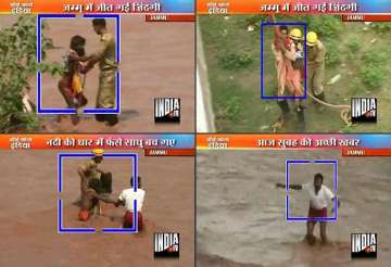 three sadhus from amarnath rescued from swirling flood water