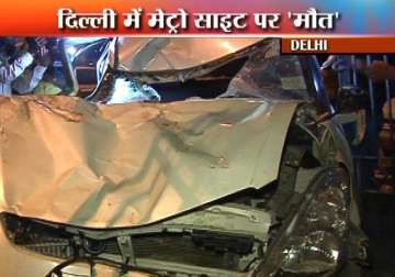 two dead as swift car rams into delhi metro crane