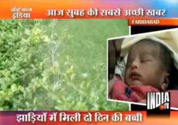 two day old baby thrown into faridabad bush