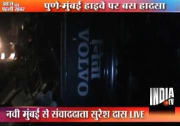 volvo bus falls from bridge in navi mumbai 15 injured