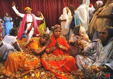 vrindavan widows play holi with colours gulal