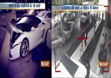 watch lamborghini worth crores wrecked by hotel valet in delhi