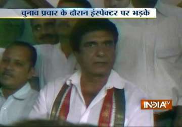 watch raj babbar shouting at up police inspector in ghaziabad for videographing
