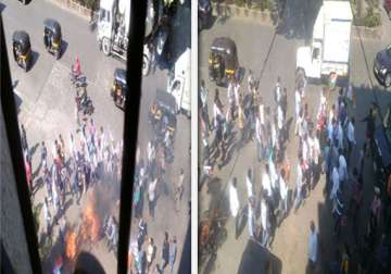 watch pics of ncp activists vandalizing aap office in mumbai