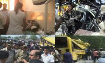 12 haryana students killed in bus truck collision