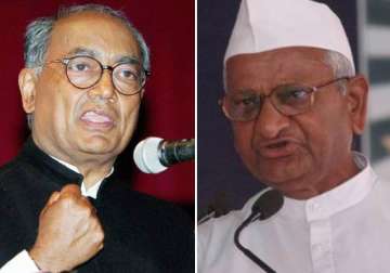 digvijay hits out at hazare for having political agenda