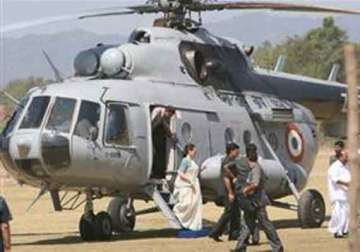 helicopter develops snag sonia travels by road in ap