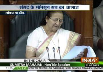 monsoon session lok sabha adjourned for the day after obituary references