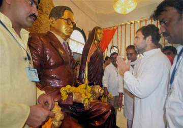 at ambedkar birth anniversary rahul gandhi takes a dig at bjp