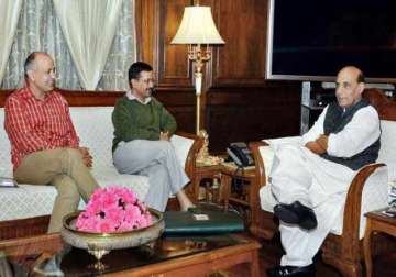 delhi cm arvind kejriwal and deputy manish sisodia meet home minister