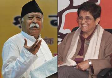 mohan bhagwat upset with bjp move to project kiran bedi as delhi cm candidate