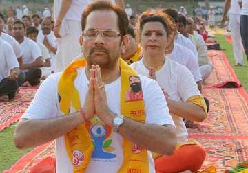 wrong to link yoga with religion mukhtar abbas naqvi