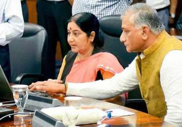 modi heaps praise on sushma swaraj vk singh