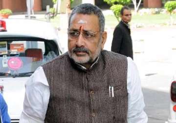 congress workers protest outside giriraj s residence