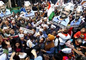after aap s remarkable triumph people throng party office seeking help
