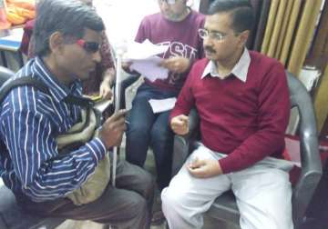 delhi cm arvind kejriwal meets disabled at janta darbar