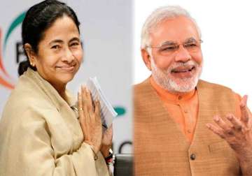 bitter rivals modi and mamata meet exchange pleasantries