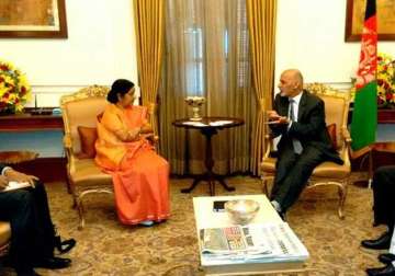 afghan president ashraf ghani meets sushma swaraj to hold talks with pm modi