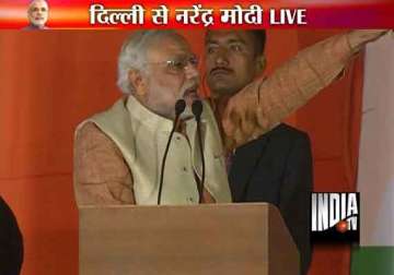 live update modi hits out at aap in delhi rally says they are backstabbers