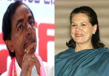 trs chief meets sonia to discuss merger asks for more telangana officers