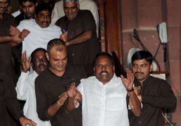 telangana two defiant tdp mps physically removed from lok sabha by marshals