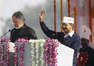 watch in pics arvind kejriwal s swearing in ceremony