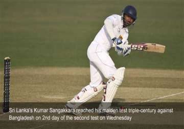 sangakkara hits his maiden triple ton sri lanka amass huge total of 587