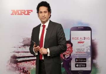 tendulkar launches mrf s cricket fan app for world cup