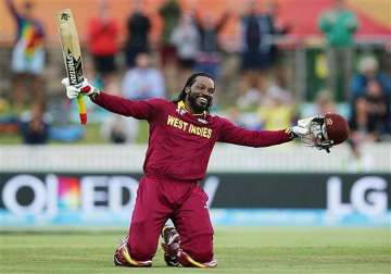 world cup 2015 gayle s record 215 lifts west indies to 73 run win