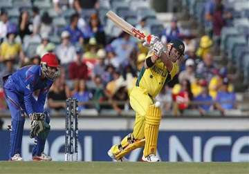 world cup 2015 brilliant warner takes australia to record 417/6 vs afghans
