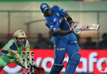 rayudu pollard guide mi to five wicket win over rcb