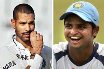 shikhar dhawan out raina in for delhi test