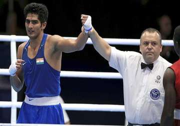 cwg 2014 vijender leads india in boxing finals