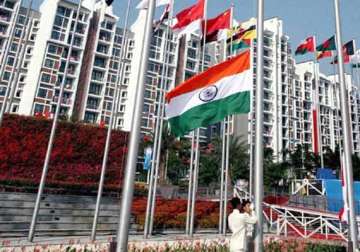 asian games indian national flag hoisted at games village