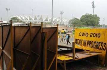 portion of false ceiling falls at cwg venue