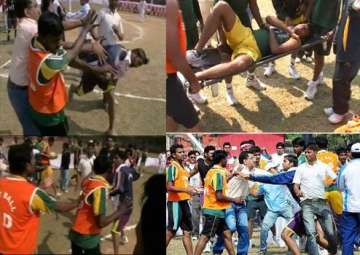 sportspersons fight with one another at national games