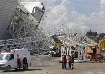 brazil stadium collapses two killed