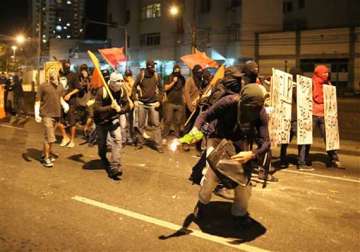 fifa world cup police fire tear gas at protesters marching in rio