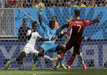 fifa world cup ronaldo earns portugal 2 1 win against ghana both out