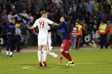 serbia albania match abandoned after crowd trouble