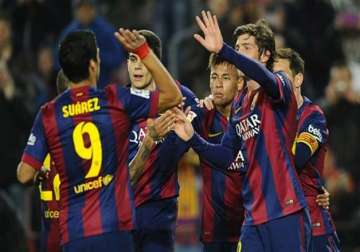 neymar messi help barcelona rout elche 5 0 in copa del rey