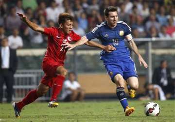 messi scores 2 goals argentina thrashes hong kong