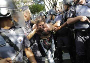 fifa world cup police and world cup protesters clash