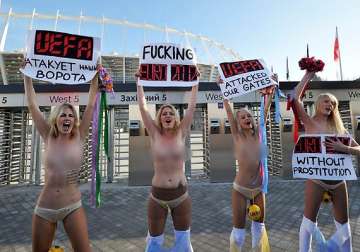 ukraine women activists strip to protest euro 2012